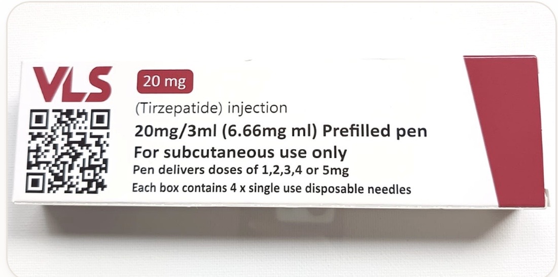 VLS Tirzepatide 20 mg box label