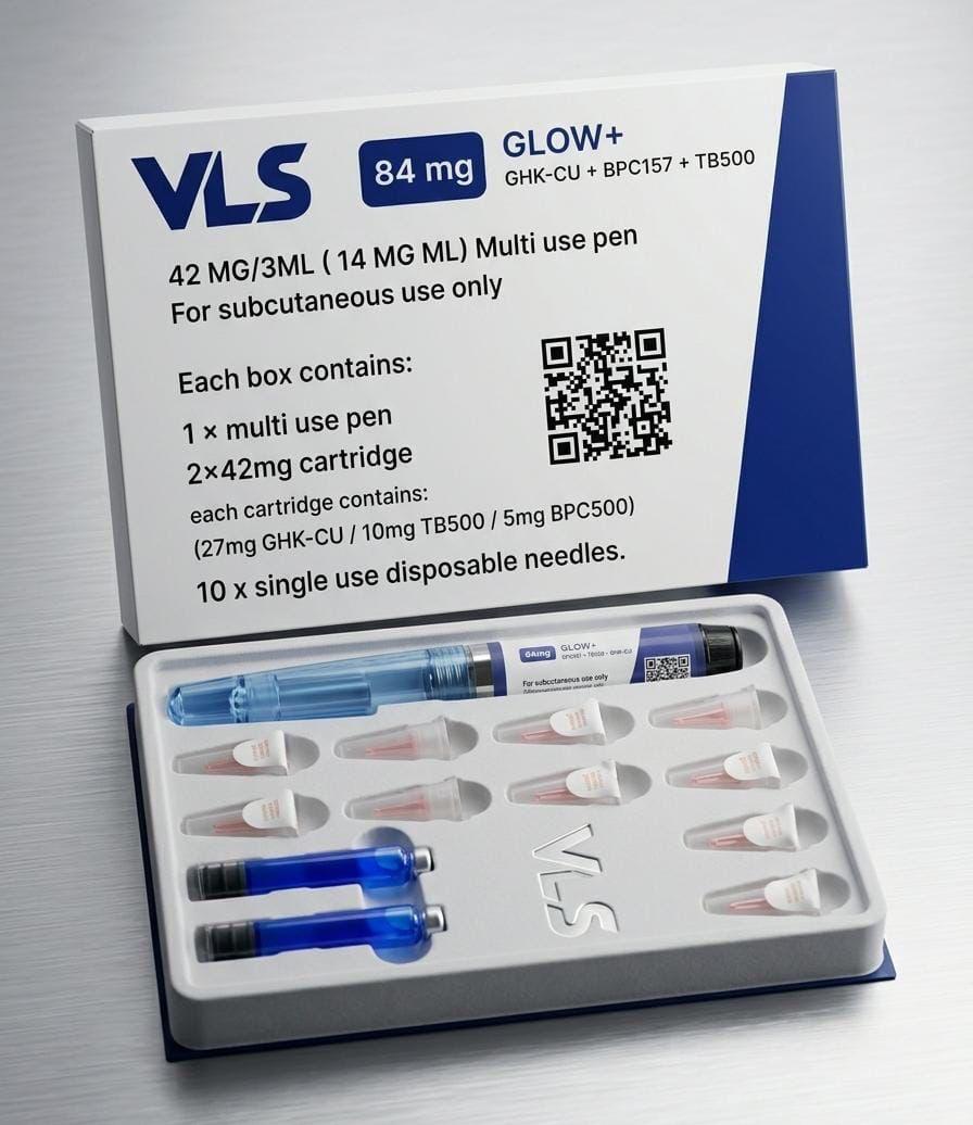 VLS GLOW+ 84 mg GHK-Cu, BPC157 and TB500 multi-use pen kit