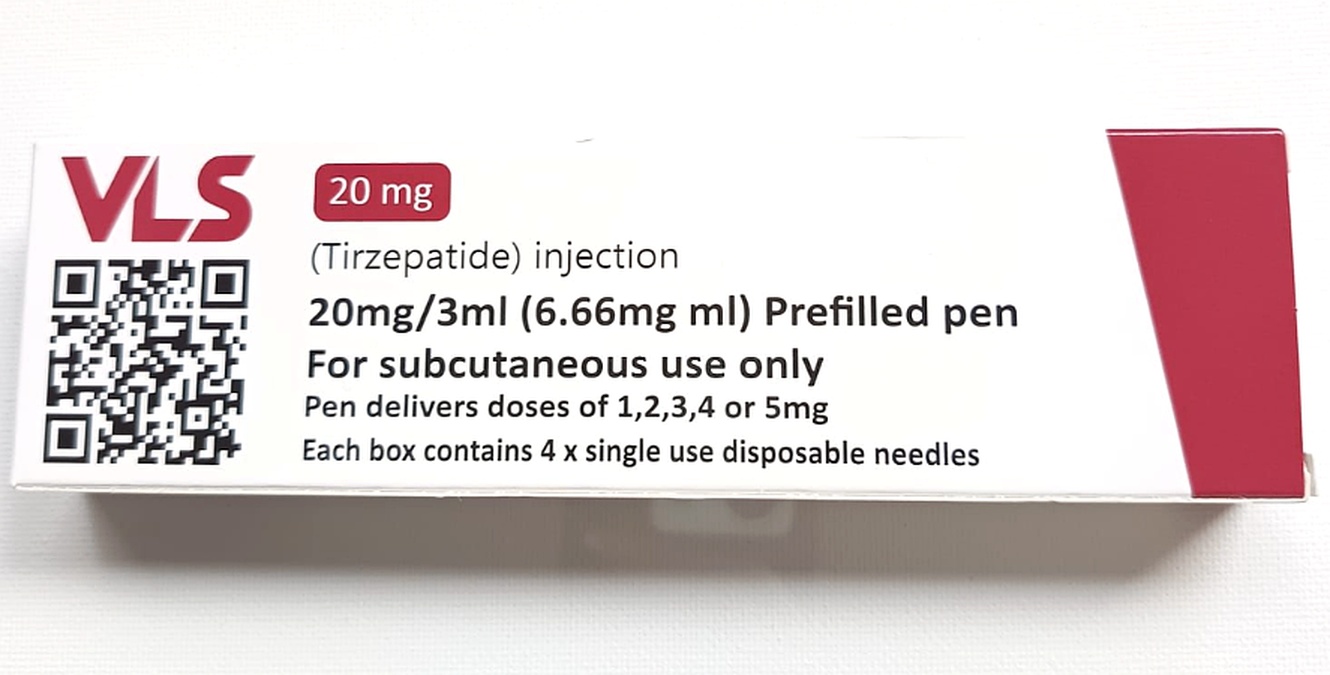 VLS tirzepatide 20 mg prefilled pen box